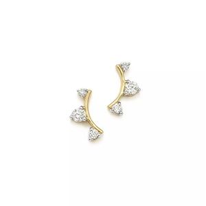 Adina Reyter 14K Yellow Gold Diamond Amigos Curved Triple Diamond Stud Earrings